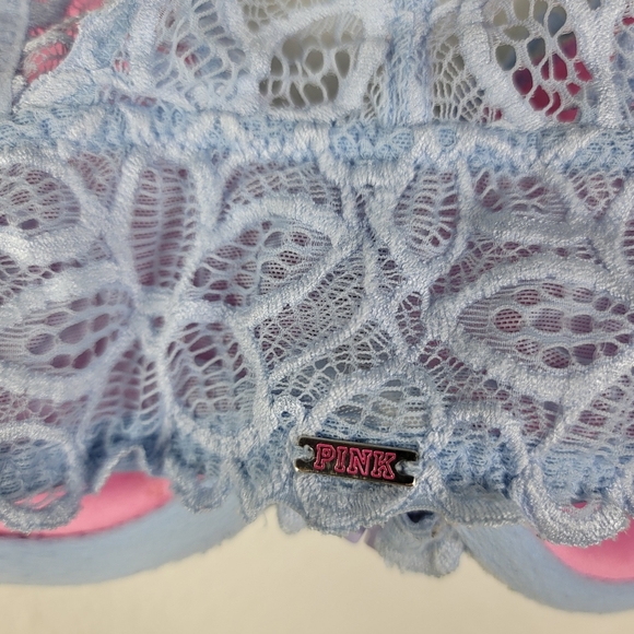 PINK by Victoria's Secret Lilac Lace Date Racerback Bra Size 32C blue - Picture 6 of 8